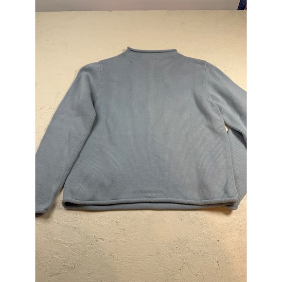 Tommy‎ Hilfiger Women's Light Blue Cotton Mock Neck Pocket Sweater Large - Picture 2 of 8